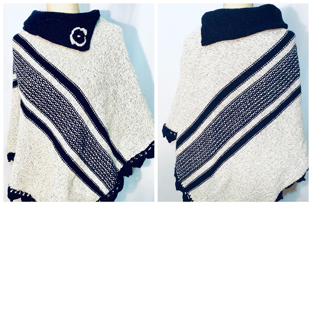 Hand Knit Wool Poncho
